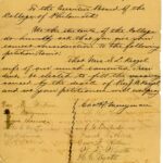 Petition of the Student Body to the College Board to appoint Sarah Keezel to President of the College.